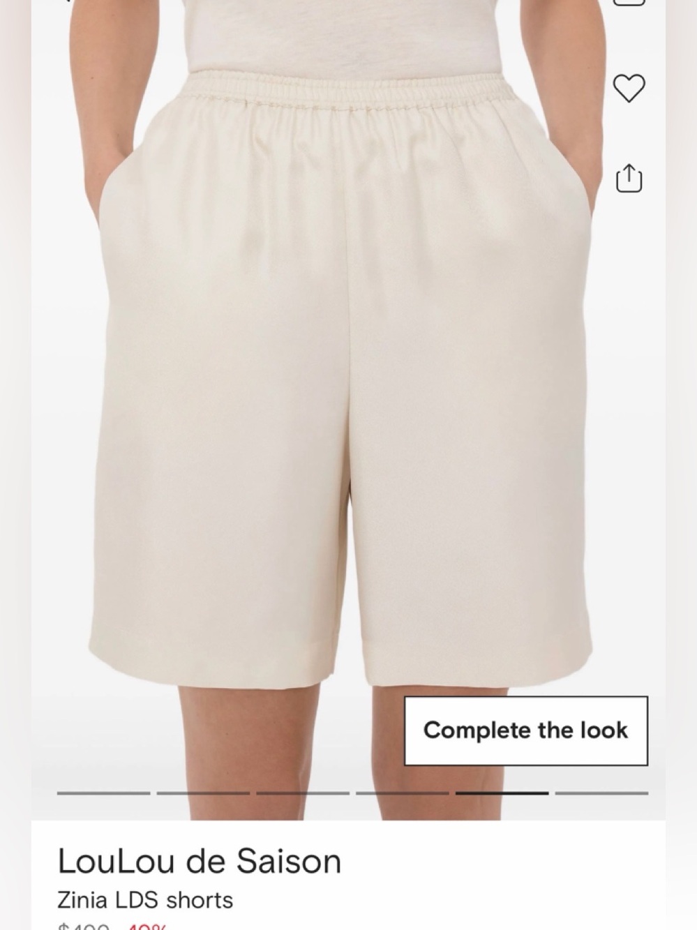 LouLou de  Saison Zina silk  Women's Cream Shorts